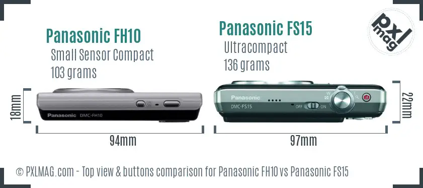 Panasonic FH10 vs Panasonic FS15 top view buttons comparison