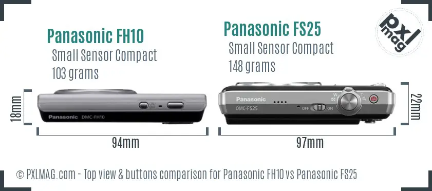 Panasonic FH10 vs Panasonic FS25 top view buttons comparison