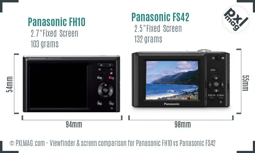 Panasonic FH10 vs Panasonic FS42 Screen and Viewfinder comparison