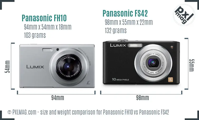 Panasonic FH10 vs Panasonic FS42 size comparison