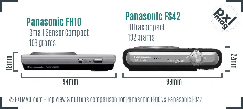 Panasonic FH10 vs Panasonic FS42 top view buttons comparison