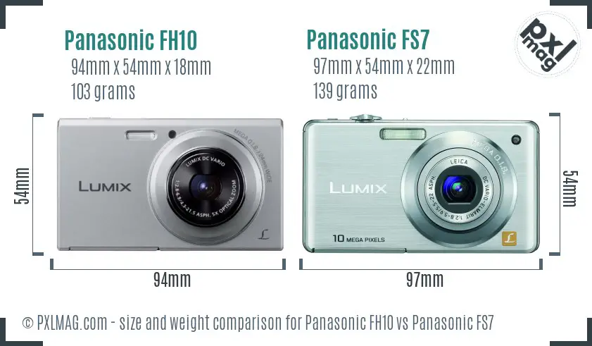 Panasonic FH10 vs Panasonic FS7 size comparison
