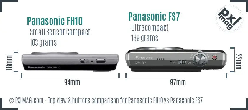 Panasonic FH10 vs Panasonic FS7 top view buttons comparison