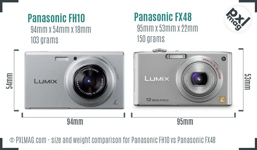 Panasonic FH10 vs Panasonic FX48 size comparison