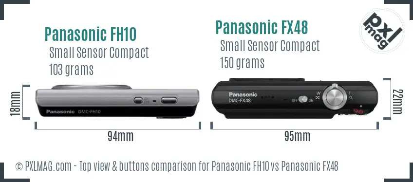 Panasonic FH10 vs Panasonic FX48 top view buttons comparison