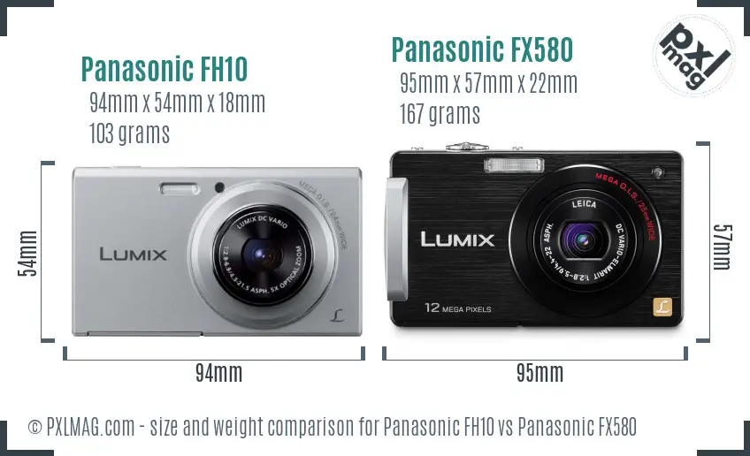 Panasonic FH10 vs Panasonic FX580 size comparison