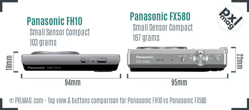 Panasonic FH10 vs Panasonic FX580 top view buttons comparison