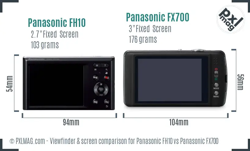 Panasonic FH10 vs Panasonic FX700 Screen and Viewfinder comparison