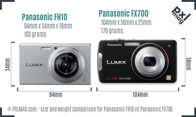 Panasonic FH10 vs Panasonic FX700 size comparison