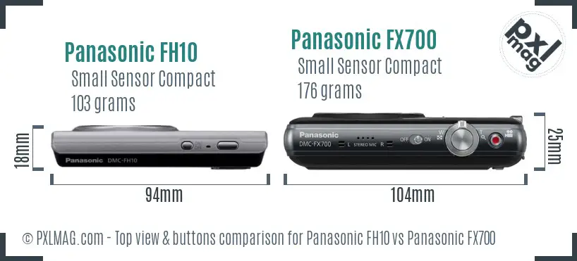 Panasonic FH10 vs Panasonic FX700 top view buttons comparison