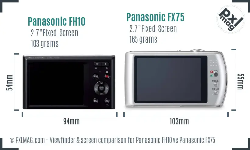Panasonic FH10 vs Panasonic FX75 Screen and Viewfinder comparison