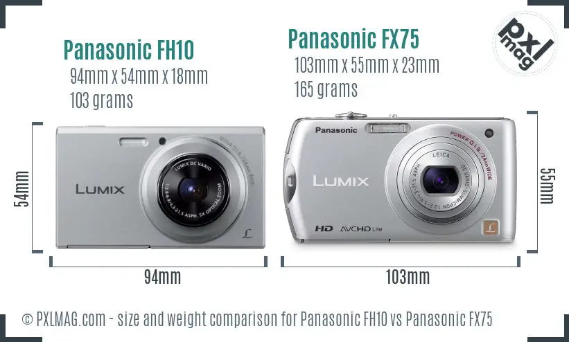 Panasonic FH10 vs Panasonic FX75 size comparison