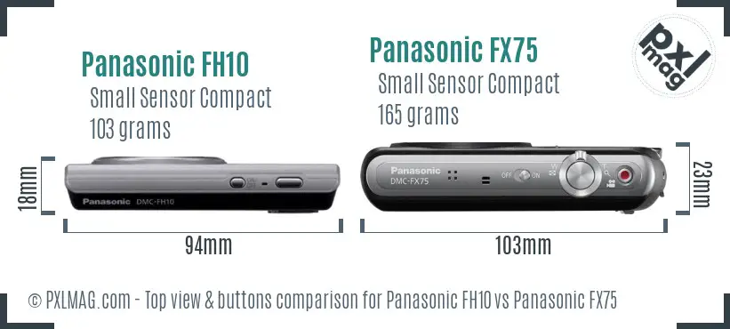 Panasonic FH10 vs Panasonic FX75 top view buttons comparison