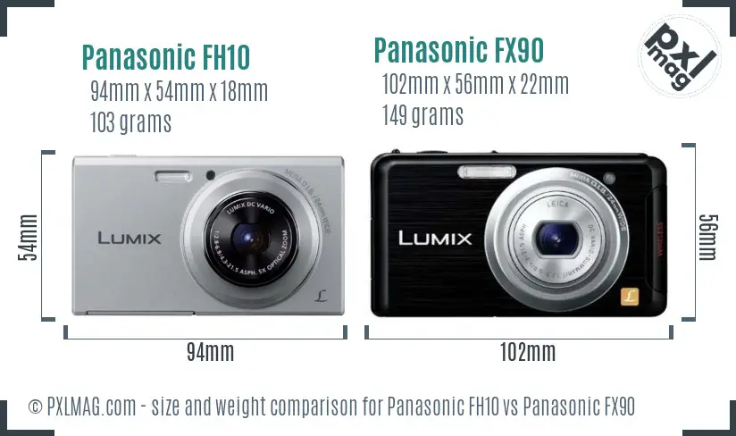 Panasonic FH10 vs Panasonic FX90 size comparison