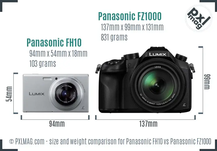 Panasonic FH10 vs Panasonic FZ1000 size comparison Panasonic FH10 vs Panasonic FZ1000 size comparison