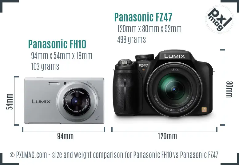 Panasonic FH10 vs Panasonic FZ47 size comparison