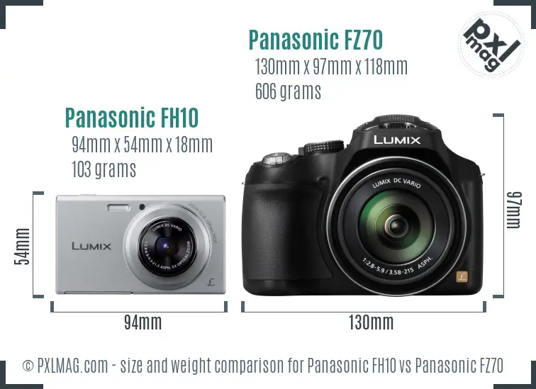 Panasonic FH10 vs Panasonic FZ70 size comparison