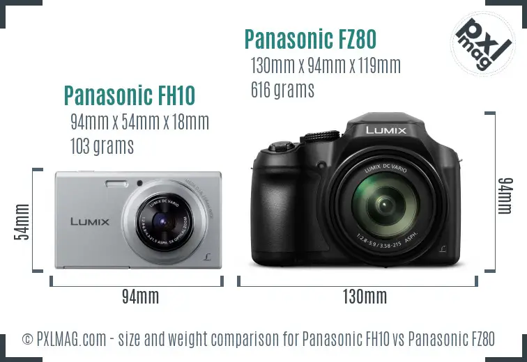 Panasonic FH10 vs Panasonic FZ80 size comparison