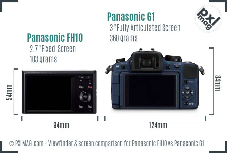 Panasonic FH10 vs Panasonic G1 Screen and Viewfinder comparison
