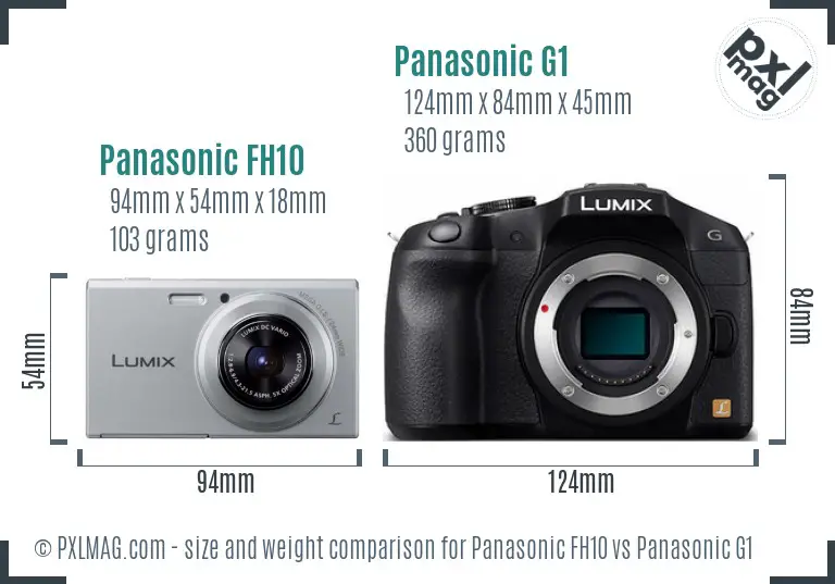 Panasonic FH10 vs Panasonic G1 size comparison