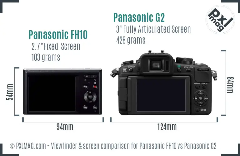 Panasonic FH10 vs Panasonic G2 Screen and Viewfinder comparison