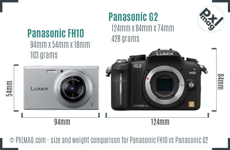 Panasonic FH10 vs Panasonic G2 size comparison