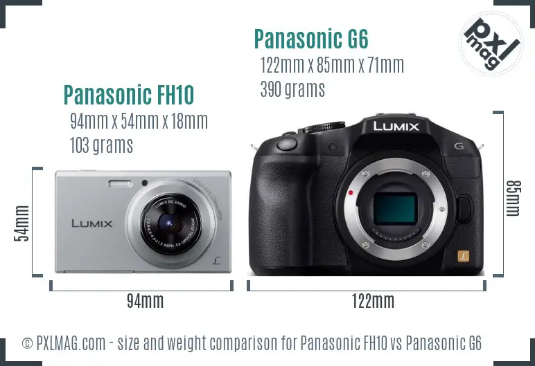 Panasonic FH10 vs Panasonic G6 size comparison