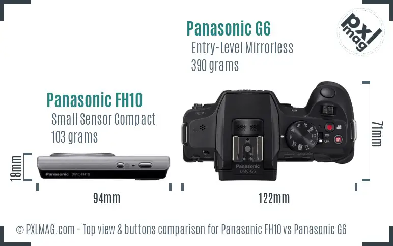 Panasonic FH10 vs Panasonic G6 top view buttons comparison