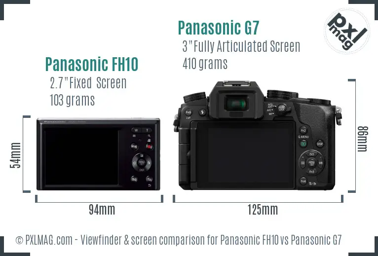 Panasonic FH10 vs Panasonic G7 Screen and Viewfinder comparison