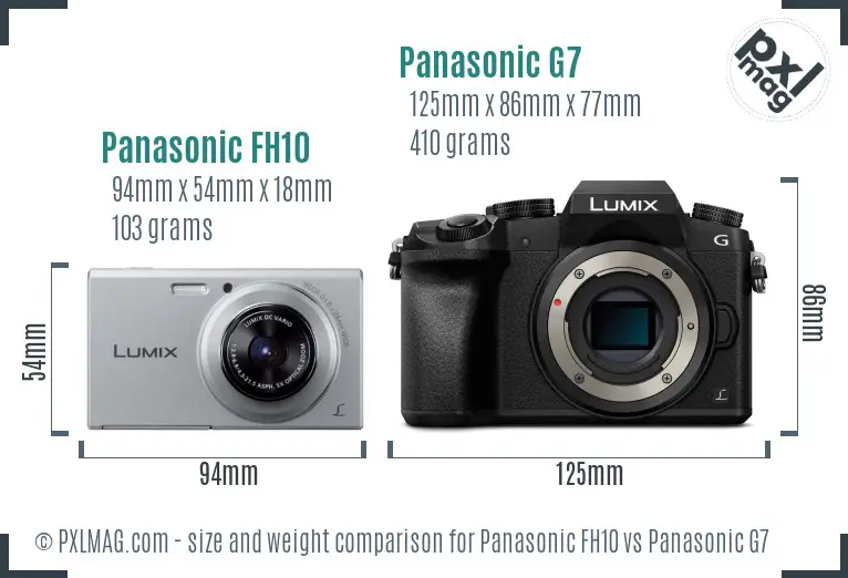 Panasonic FH10 vs Panasonic G7 size comparison