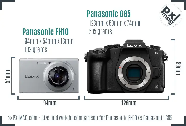 Panasonic FH10 vs Panasonic G85 size comparison
