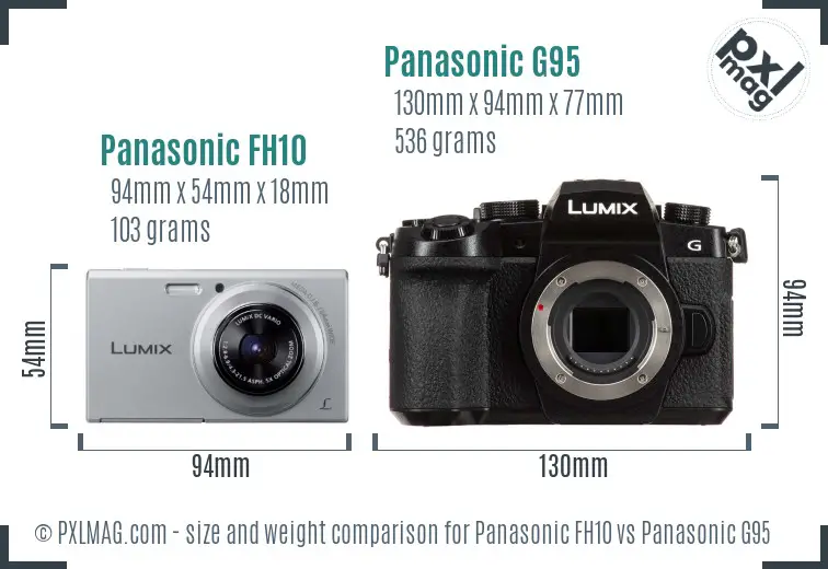 Panasonic FH10 vs Panasonic G95 size comparison