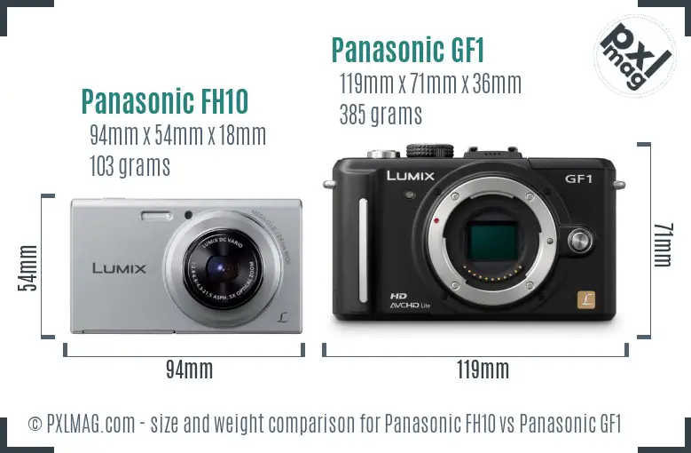 Panasonic FH10 vs Panasonic GF1 size comparison