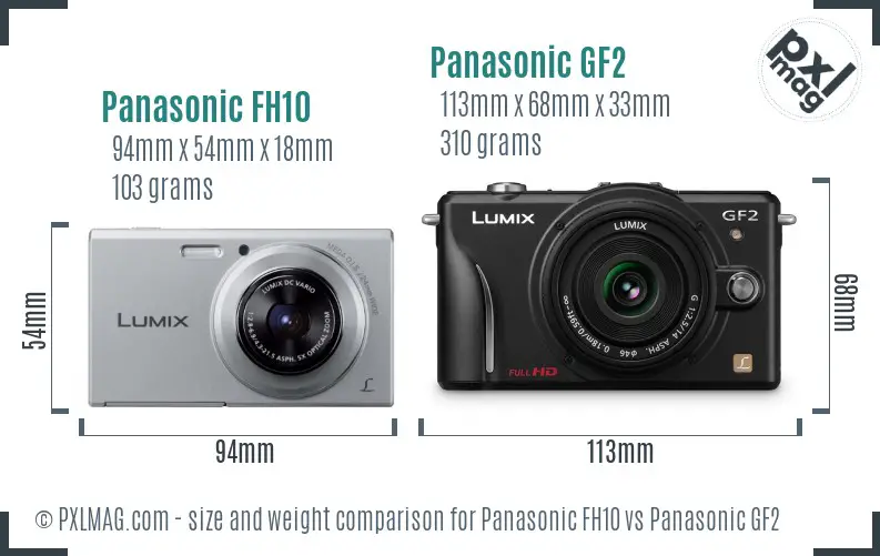 Panasonic FH10 vs Panasonic GF2 size comparison Panasonic FH10 vs Panasonic GF2 size comparison