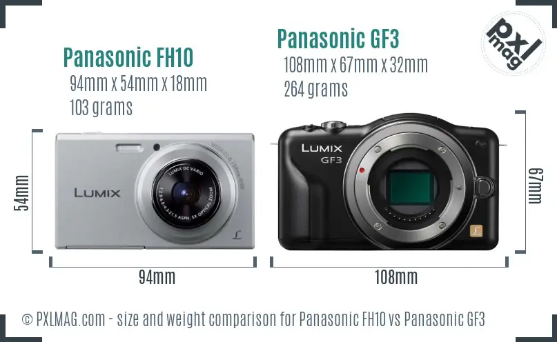 Panasonic FH10 vs Panasonic GF3 size comparison