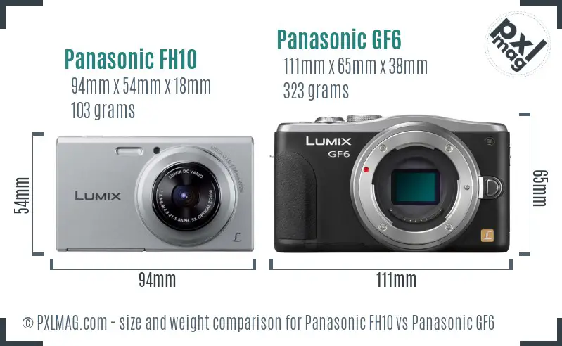 Panasonic FH10 vs Panasonic GF6 size comparison