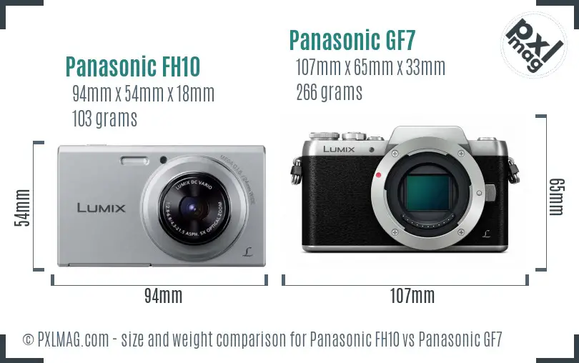 Panasonic FH10 vs Panasonic GF7 size comparison