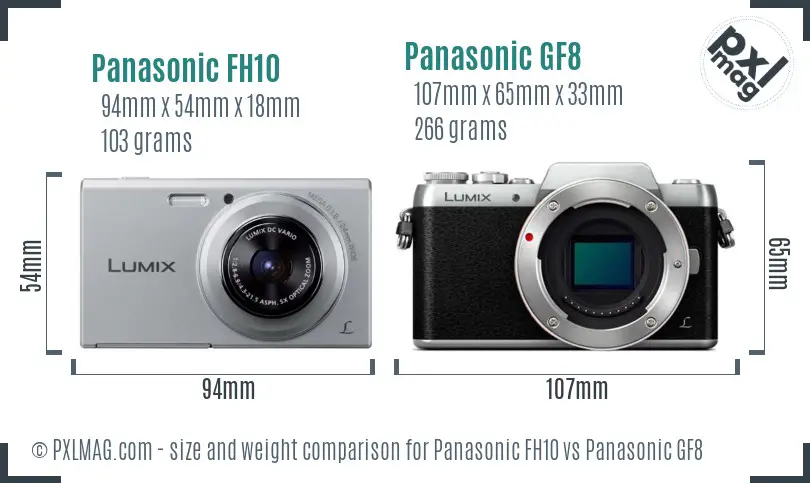 Panasonic FH10 vs Panasonic GF8 size comparison