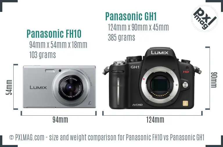 Panasonic FH10 vs Panasonic GH1 size comparison