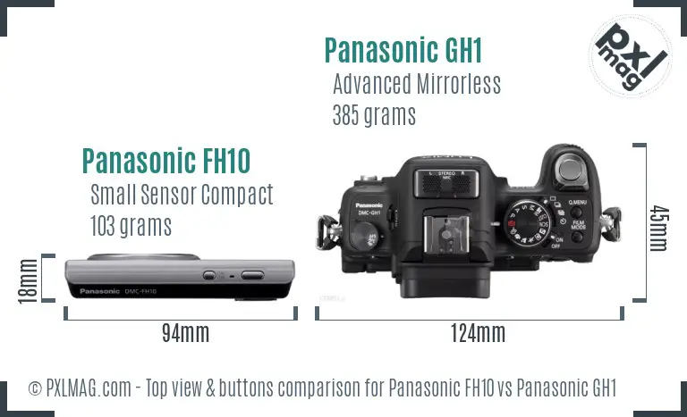 Panasonic FH10 vs Panasonic GH1 top view buttons comparison