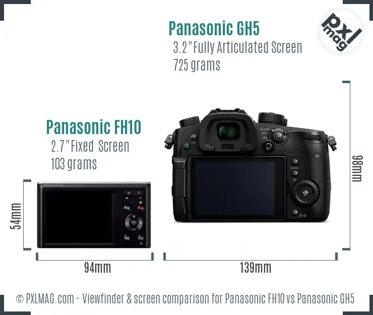 Panasonic FH10 vs Panasonic GH5 Screen and Viewfinder comparison Panasonic FH10 vs Panasonic GH5 Screen and Viewfinder comparison