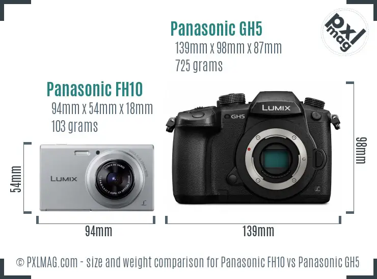 Panasonic FH10 vs Panasonic GH5 size comparison Panasonic FH10 vs Panasonic GH5 size comparison