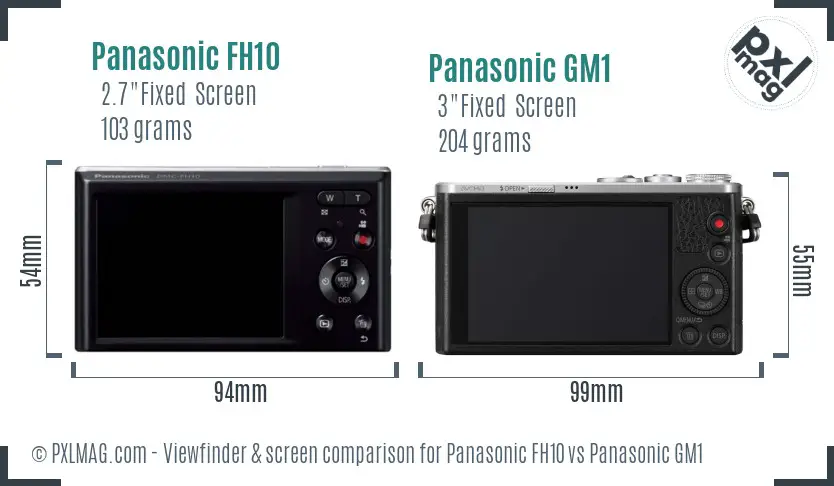 Panasonic FH10 vs Panasonic GM1 Screen and Viewfinder comparison