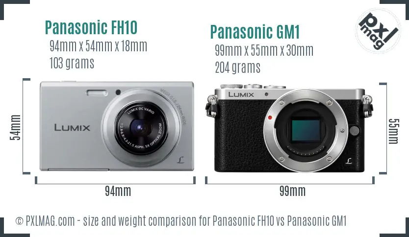 Panasonic FH10 vs Panasonic GM1 size comparison