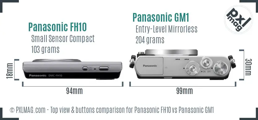 Panasonic FH10 vs Panasonic GM1 top view buttons comparison