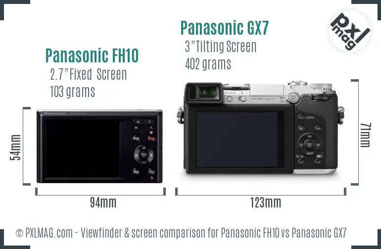 Panasonic FH10 vs Panasonic GX7 Screen and Viewfinder comparison