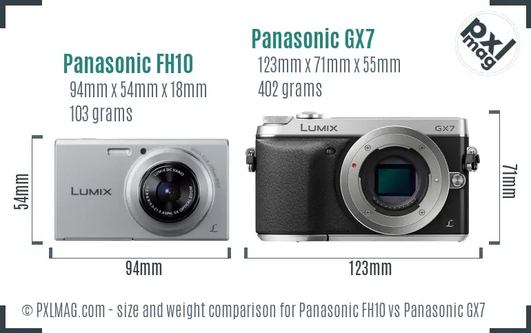 Panasonic FH10 vs Panasonic GX7 size comparison