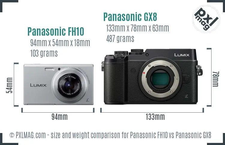 Panasonic FH10 vs Panasonic GX8 size comparison