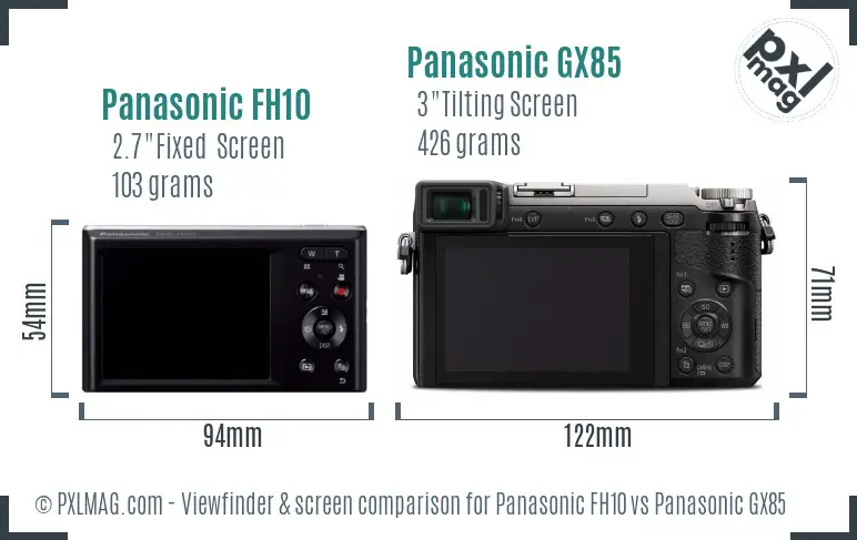 Panasonic FH10 vs Panasonic GX85 Screen and Viewfinder comparison