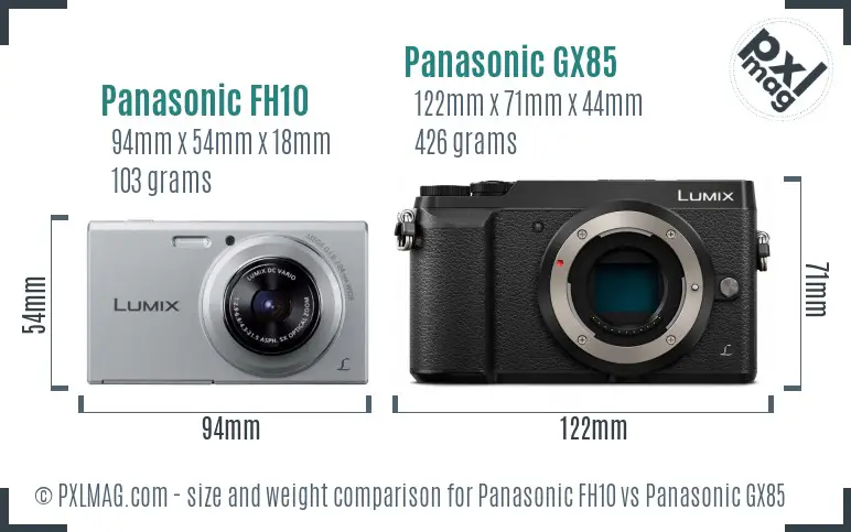 Panasonic FH10 vs Panasonic GX85 size comparison